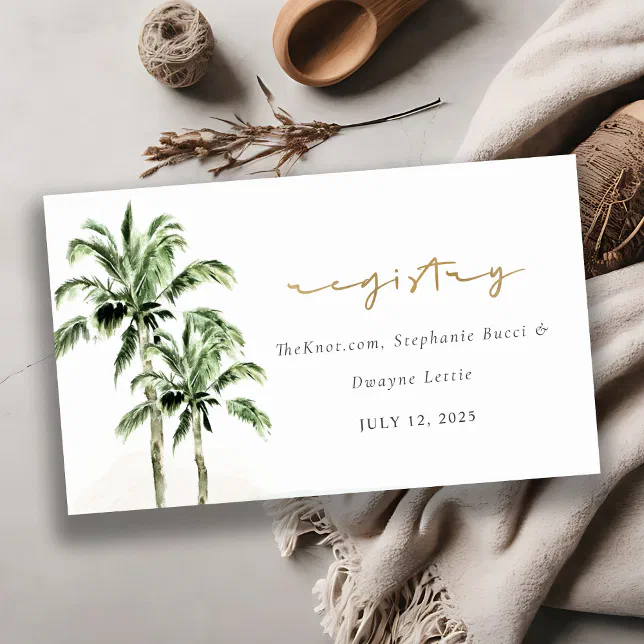 Tropical Beach Palm Trees Wedding Registry Enclosure Card | Zazzle