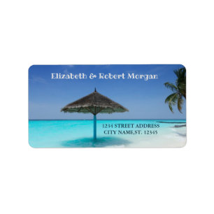 Tropical Beach Palm Umbrella Label