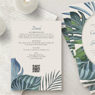Tropical Beach Palm Wedding Details Enclosure Card