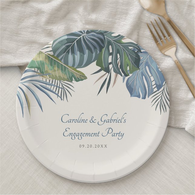 Tropical Beach Palm Wedding Paper Plate (Creator Uploaded)