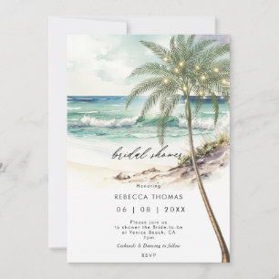 tropical beach palms bridal shower invitation