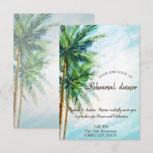 Tropical Beach,Palms Dinner Invitation