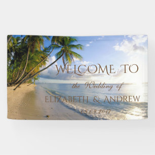 Tropical Beach,Palms  Wedding Banner