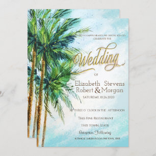 Tropical Beach,Palms Wedding Invitation