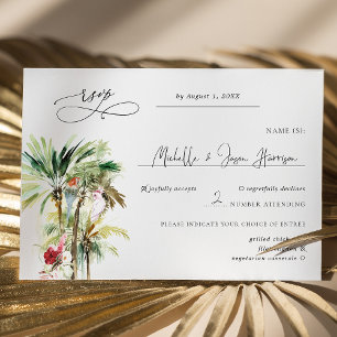Tropical Beach Palms Wedding RSVP Card