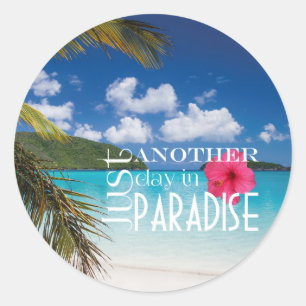 Tropical Beach Paradise Classic Round Sticker