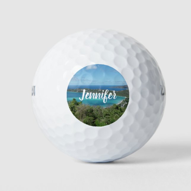 Tropical Beach Paradise DIY Personalised Photo Golf Balls (Front)
