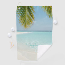 Tropical Beach Paradise Monogram Elegant Palm Tree