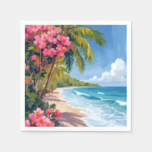 Tropical Beach Paradise Ocean Painting Napkin