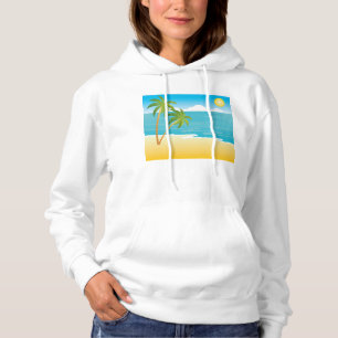 Tropical Beach Paradise with Palm Trees Hoodie