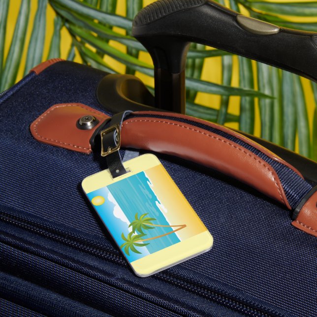 Tropical Beach Paradise with Palm Trees Luggage Tag (Front Insitu 1)