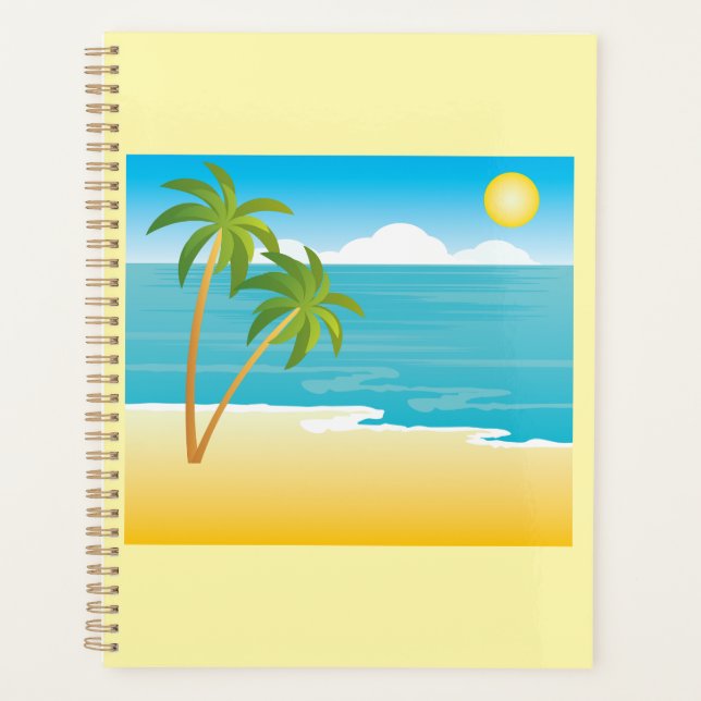 Tropical Beach Paradise with Palm Trees Planner (Front)