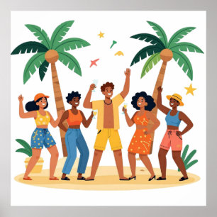 Tropical Beach Party Friends Summer Celebration Poster
