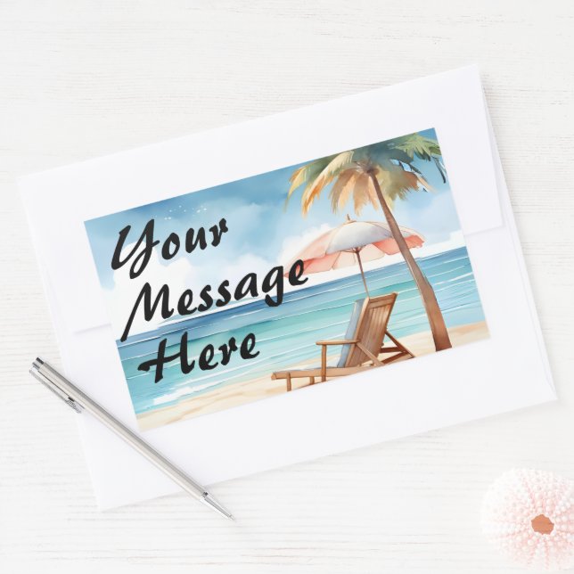 Tropical Beach Party Rectangular Sticker (Envelope)