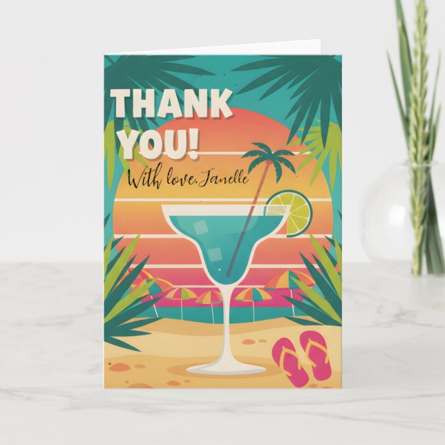 Tropical Beach Party Thank You Cocktail Summer Card (Front)