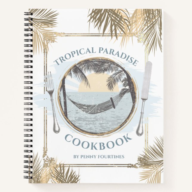 Tropical beach personal cookbook recipe notebook (Front)