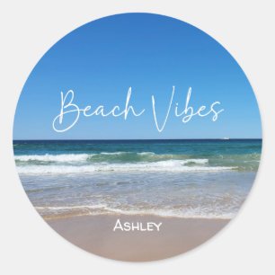 Tropical Beach Personalised Classic Round Sticker