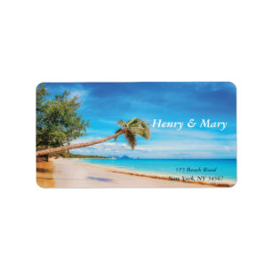 Tropical Beach (personalized name & address) Label