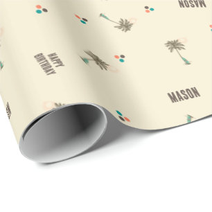 Tropical Beach Personalized Text Wrapping Paper