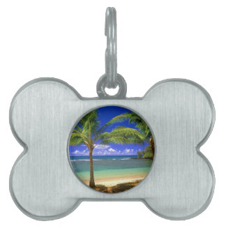 tropical beach pet ID tag