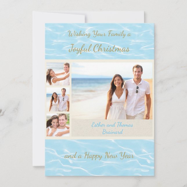 Tropical Beach Photo Christmas Card (Front)
