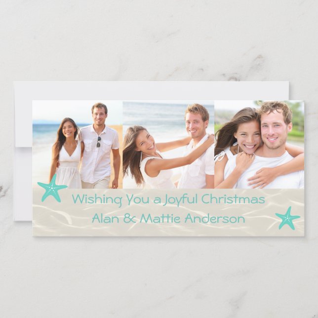 Tropical Beach  Photo Christmas Card (Front)