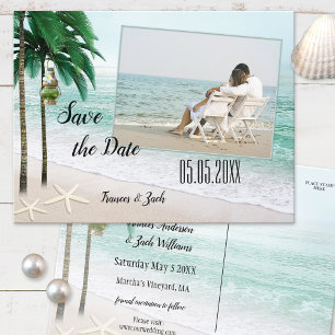 Tropical Beach Photo Save the Date Postcard