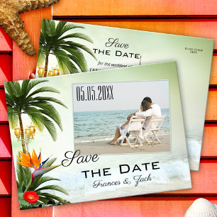 Tropical Beach Photo Save the Date Postcard