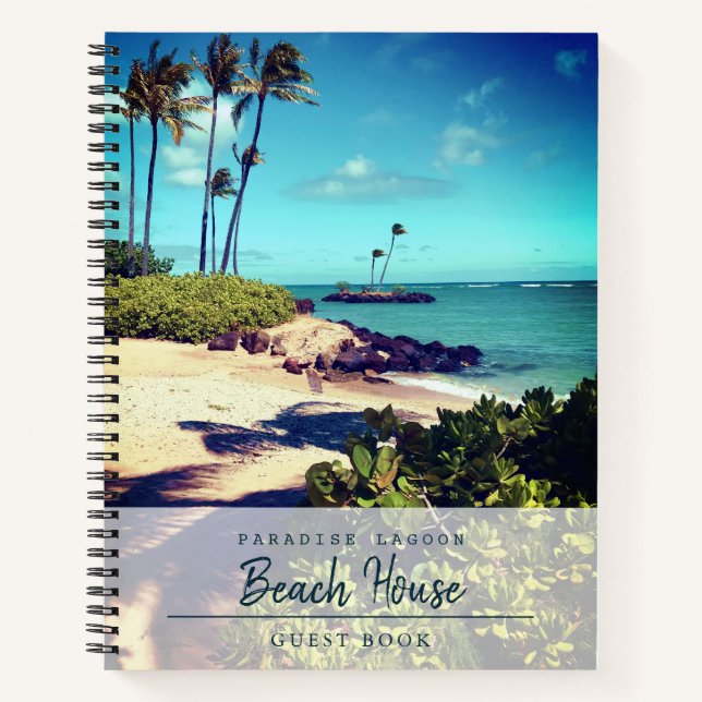 Tropical Beach Photo Vacation Rental Guest Book (Front)
