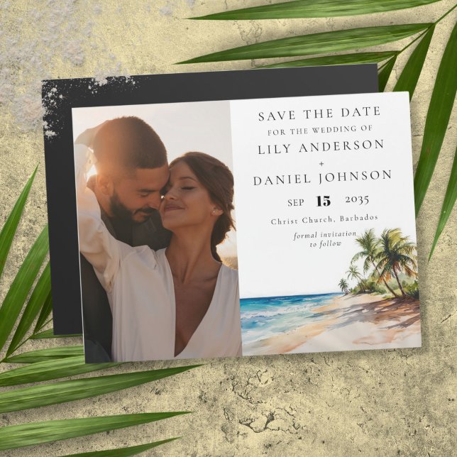 Tropical Beach Photo Wedding Save The Date Magnetic Invitation (Tropical Beach Photo Wedding Save The Date Magnetic Invitation)