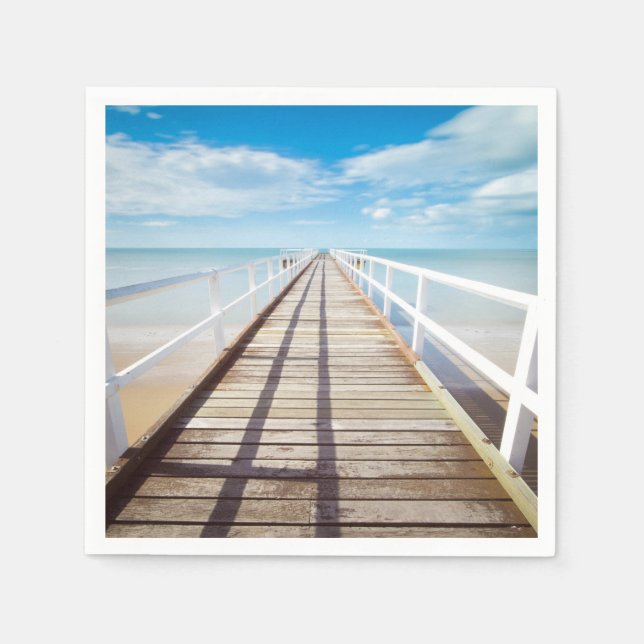 Tropical Beach Pier Paper Napkin (Front)