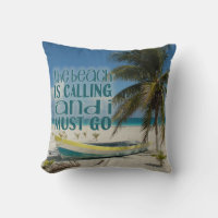 Tropical Beach Pillows Palm Tree Old Boat