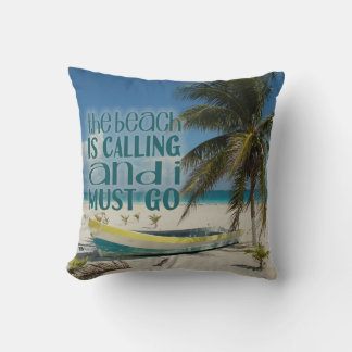 Tropical Beach Pillows Palm Tree Old Boat
