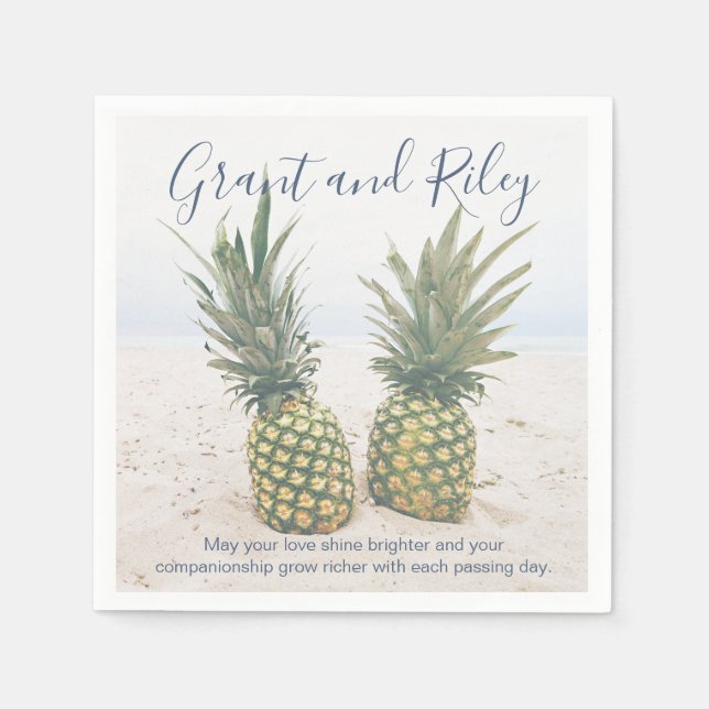 Tropical Beach Pineapple Party Paper Napkin (Front)