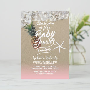 Tropical Beach Pineapple & Starfish Baby Shower  Invitation
