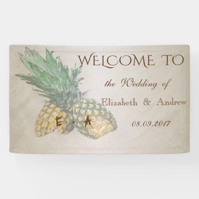 Tropical Beach,Pineapple  Wedding Banner (Horizontal)