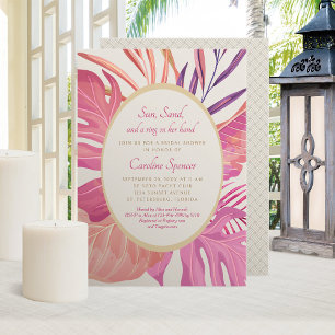 Tropical Beach Pink Bridal Shower Invitation