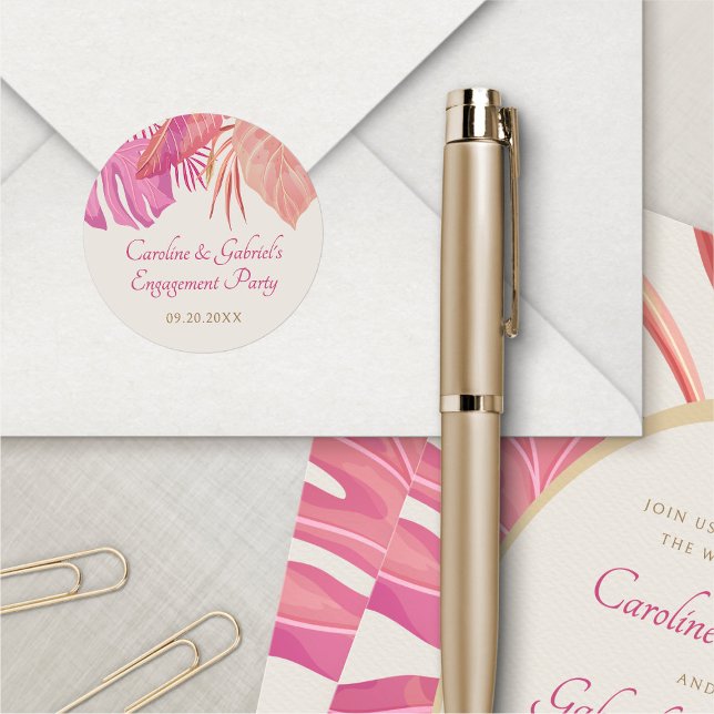 Tropical Beach Pink  Classic Round Sticker (Creator Uploaded)