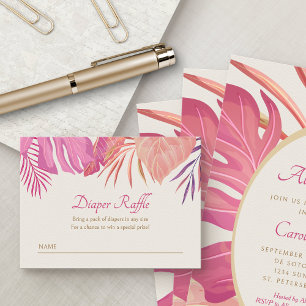 Tropical Beach Pink Diaper Raffle Enclosure Card
