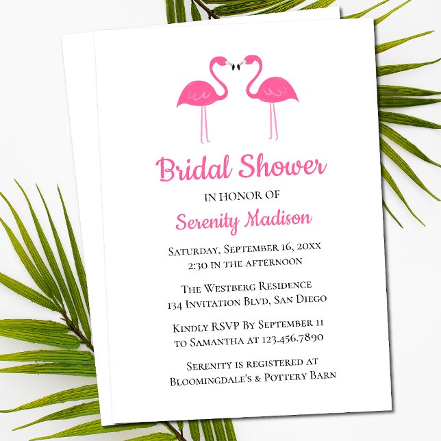 Tropical Beach Pink Flamingo Bridal Shower Invitation (Creator Uploaded)