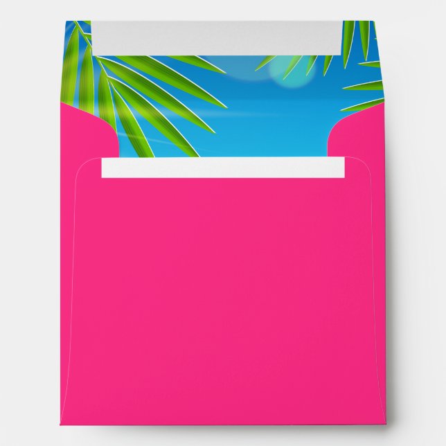Tropical Beach Pink Return Address Envelope (Back (Bottom))