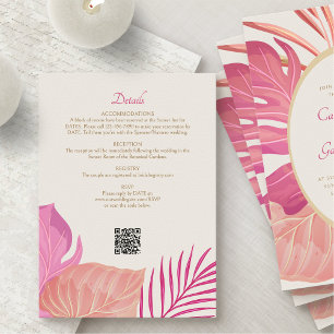 Tropical Beach Pink Wedding Details Enclosure Card