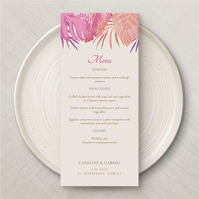 Tropical Beach Pink Wedding Menu (Creator Uploaded)