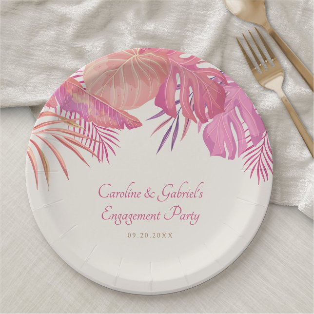 Tropical Beach Pink Wedding Paper Plate (Creator Uploaded)