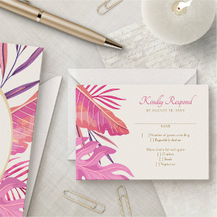 Tropical Beach Pink Wedding RSVP Card
