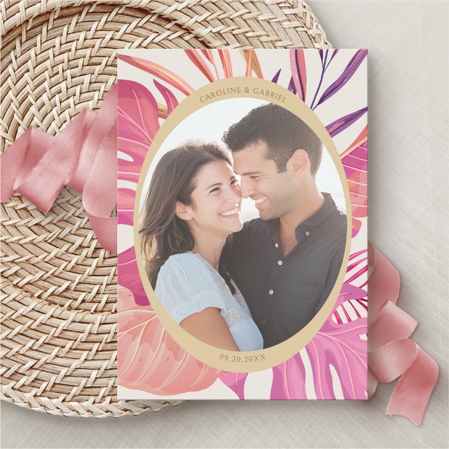 Tropical Beach Pink Wedding Save the Date (Creator Uploaded)