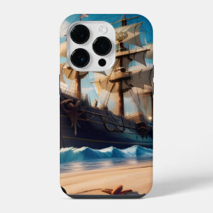 Tropical Beach Pirate Ship iPhone 14 Pro Case