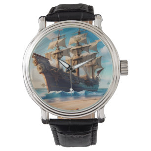 Tropical Beach Pirate Ship Watch