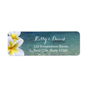 Tropical Beach & Plumeria Flowers Return Address