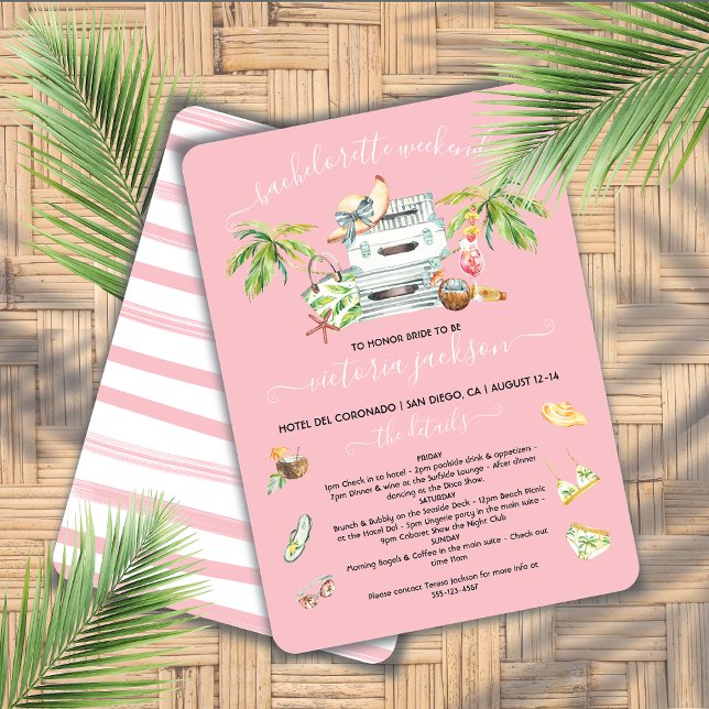Tropical Beach Pool Bachelorette Weekend Invitation (Creator Uploaded)